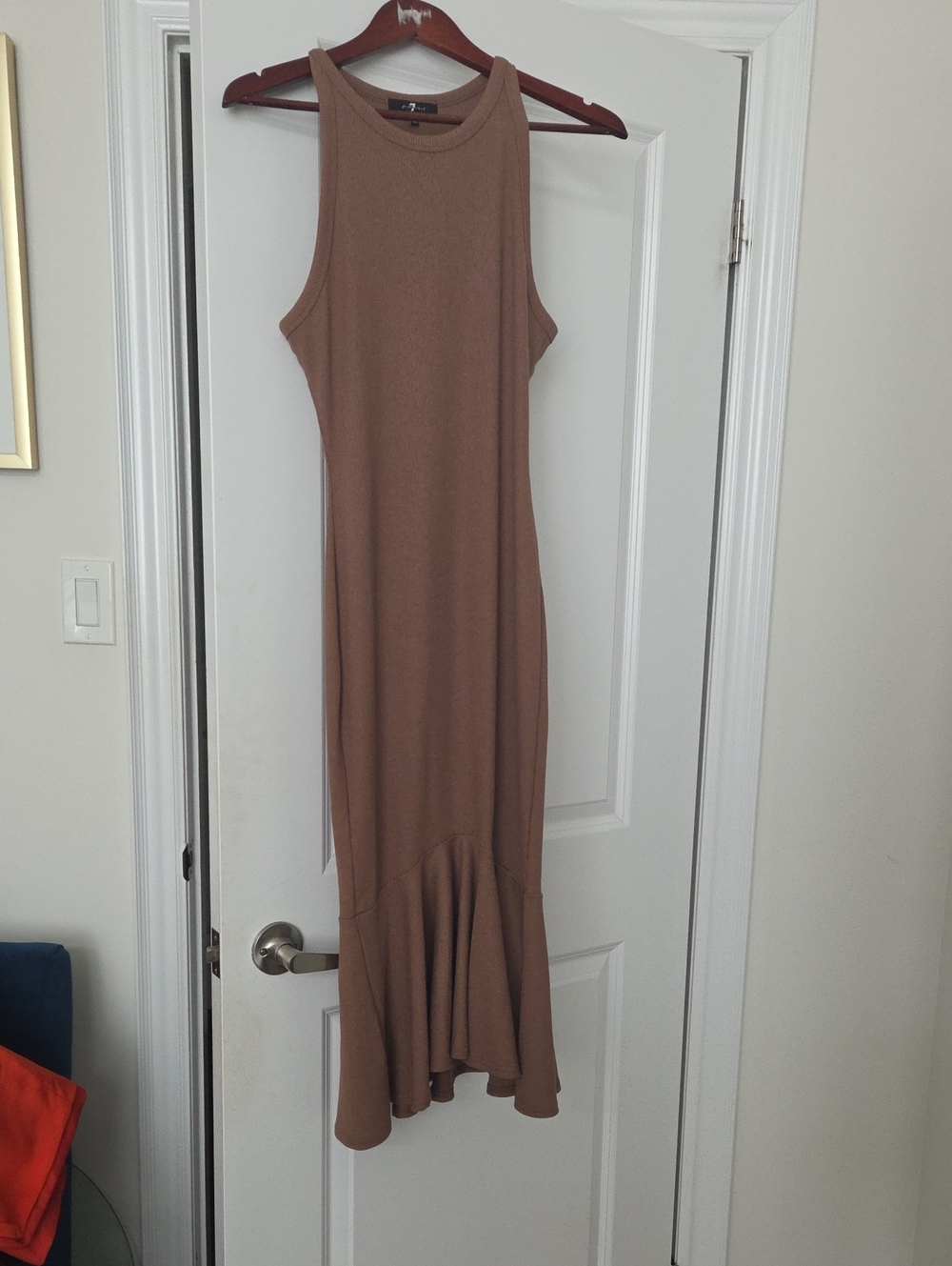 7 For All Mankind Sleeveless Brown Maxi Dress with Fluted Hem - Worn Once